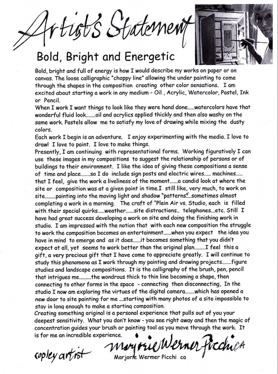 Artist's Statement from Marjorie